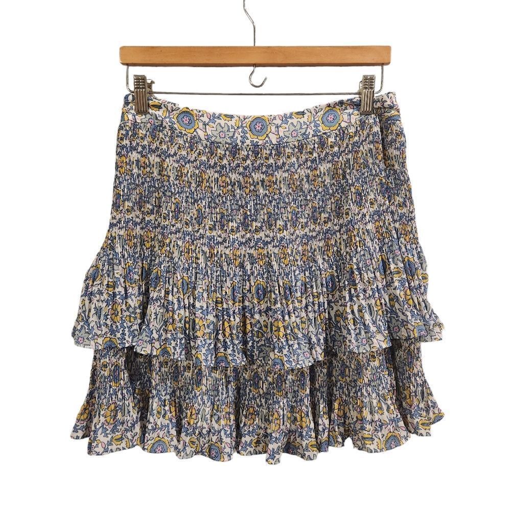 Boden Plisse Mini Skirt Blue Floral Size 8 - Picture 4 of 9